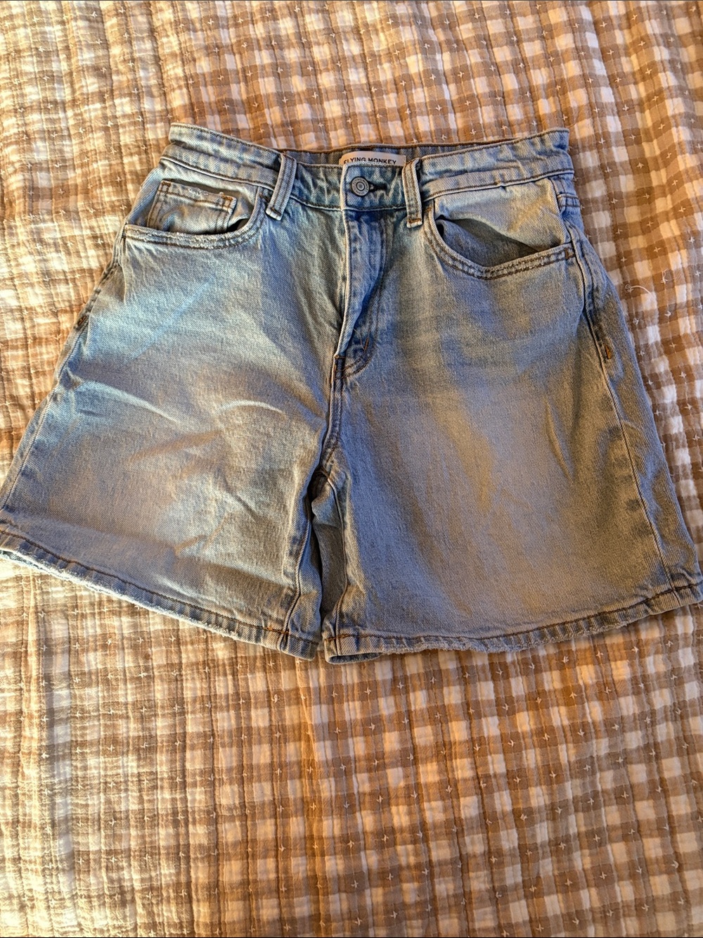Flying Monkey Light Blue Denim High-Waist Shorts
